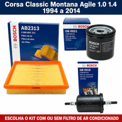 Kit Filtros Corsa Classic Montana Agile 1.0 1.4 1994 a 2014 Ar Oleo Combustivel Bosch