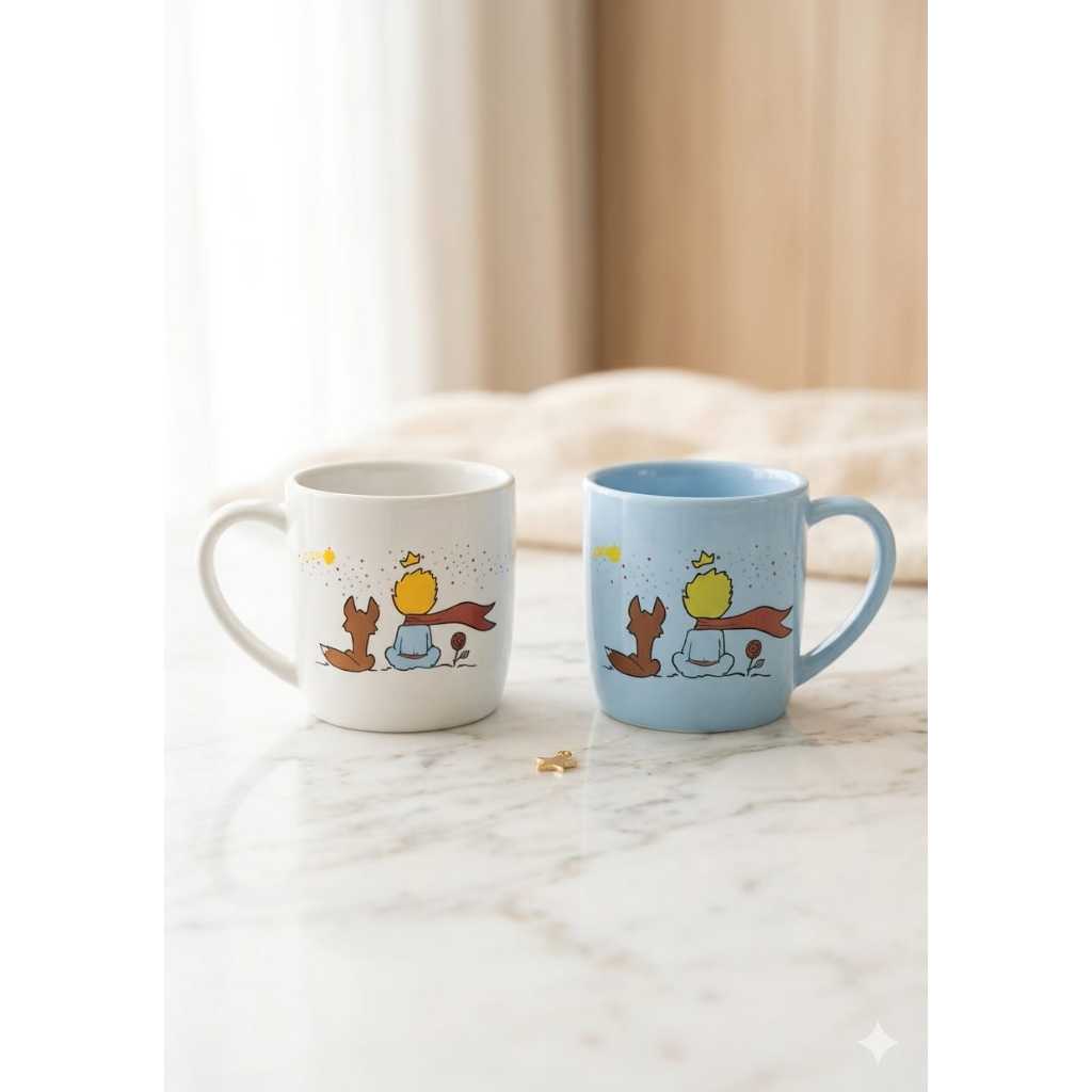 Caneca Club Porcelana 350ml Café Chá Cappuccino Cores Pequeno Príncipe Estrelas