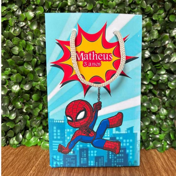 Sacolinha Personalizada Homem aranha Lembrancinha festa homem aranha- ENVIO RÁPIDO