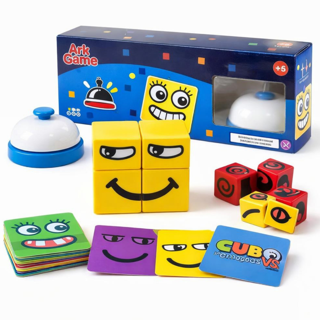 Jogo Educativo Infantil Cubo das Emoções Duplo Com Campainha Brinquedo Recreativ