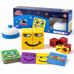 Jogo Educativo Infantil Cubo das Emoções Duplo Com Campainha Brinquedo Recreativo