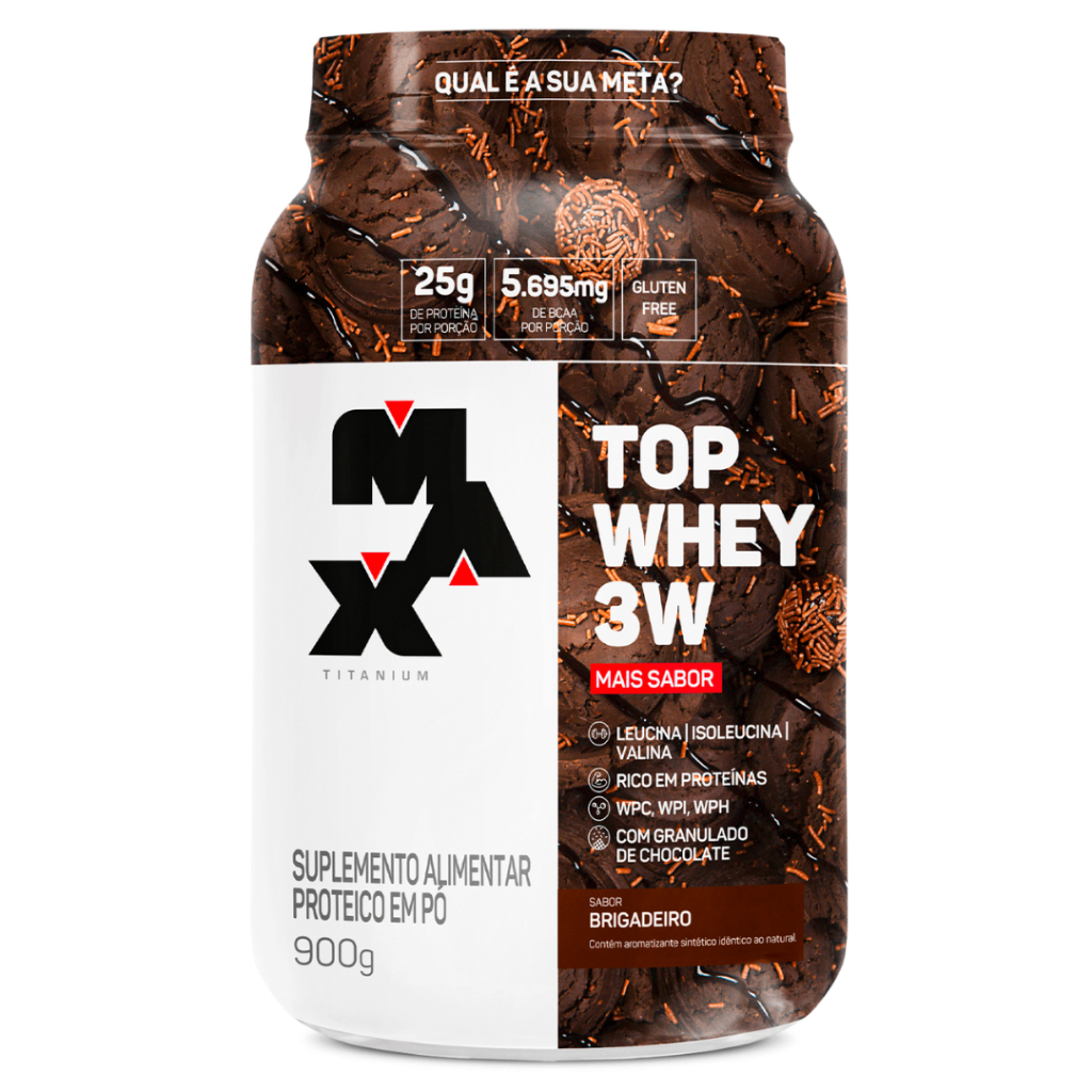 Top Whey Protein 3w 900g Isolada Conc Hid Max Titanium