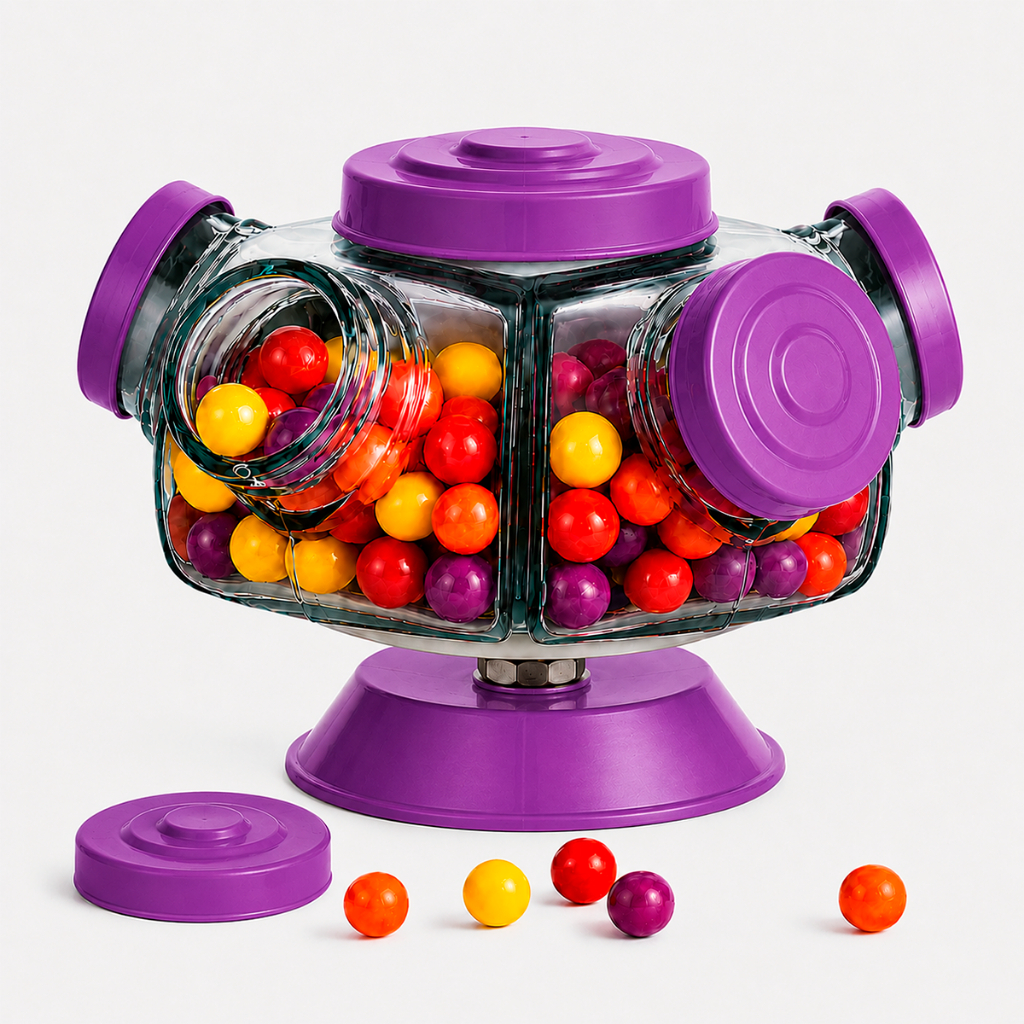 Mini Baleiro Giratório Vidro Pequeno Antigo Bomboniere Roxo
