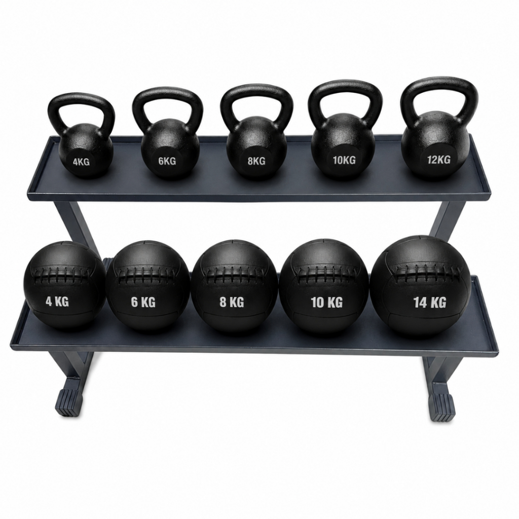Organizador Prateleira de Kettlebell Wall Ball Dumbbell Anilhas para Academia Crossfit