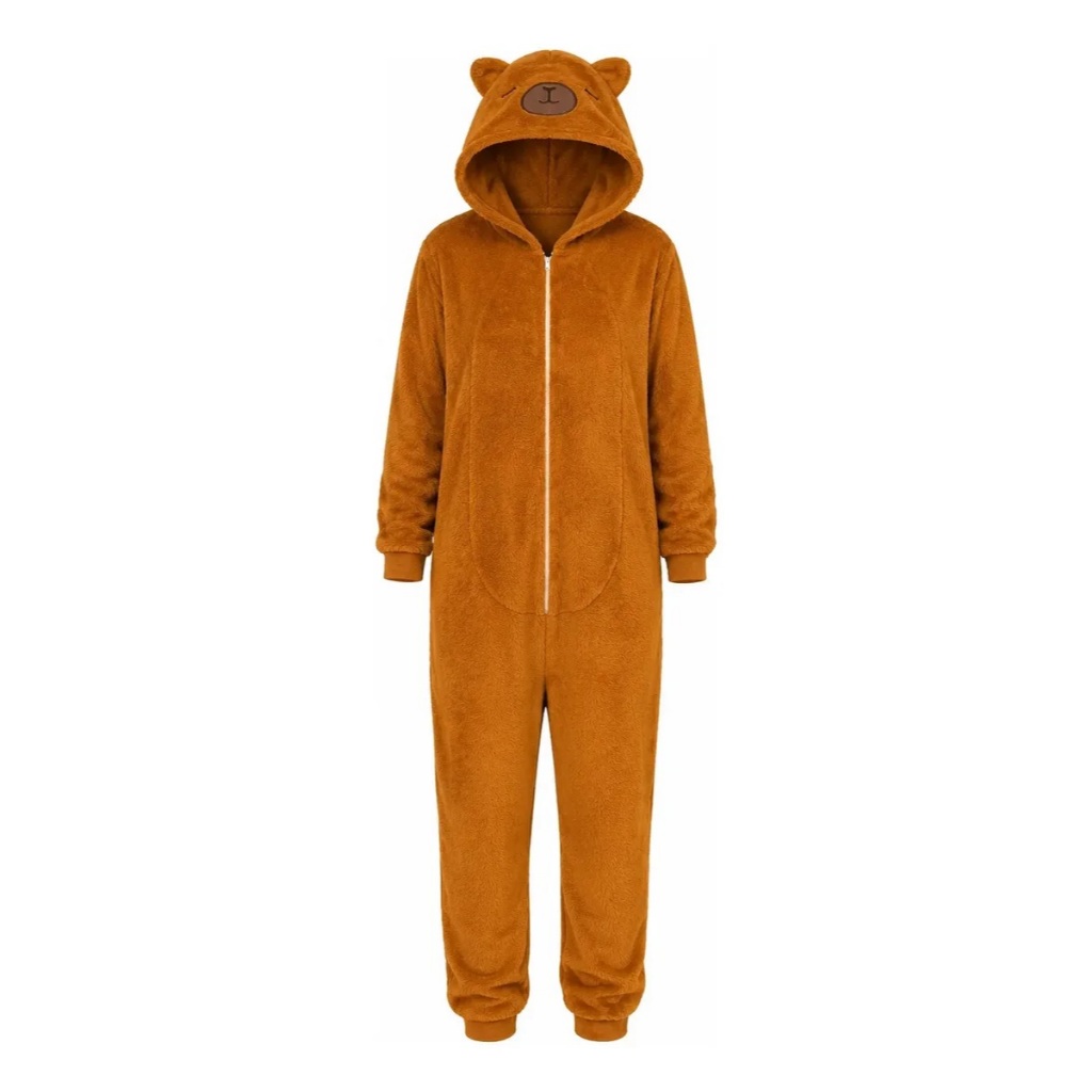Pijama Kigurumi Capivara Macacão Adulto Fofinho Fantasia Dormir