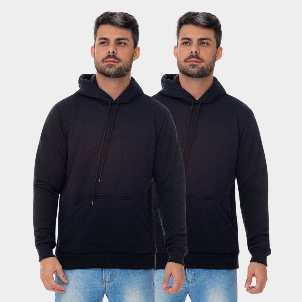 Combo 2 Moletom Moleton Casaco Capuz Blusa de Frio Cordão Canguru Macio Inverno Unissex Agasalho
