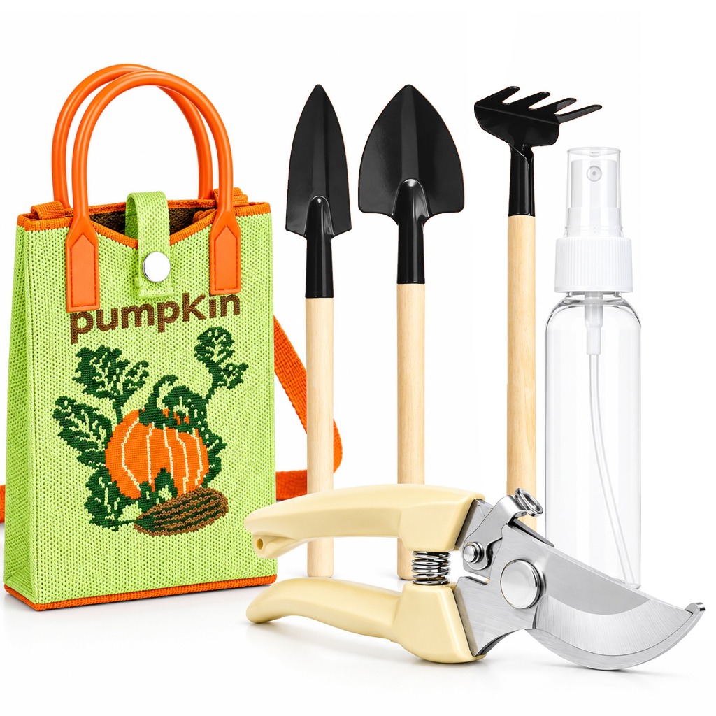 Kit Ferramentas Bolsa Jardinagem Alicate Poda Borrifador Pulverizador 500ml Pá Larga Estreita Garfo