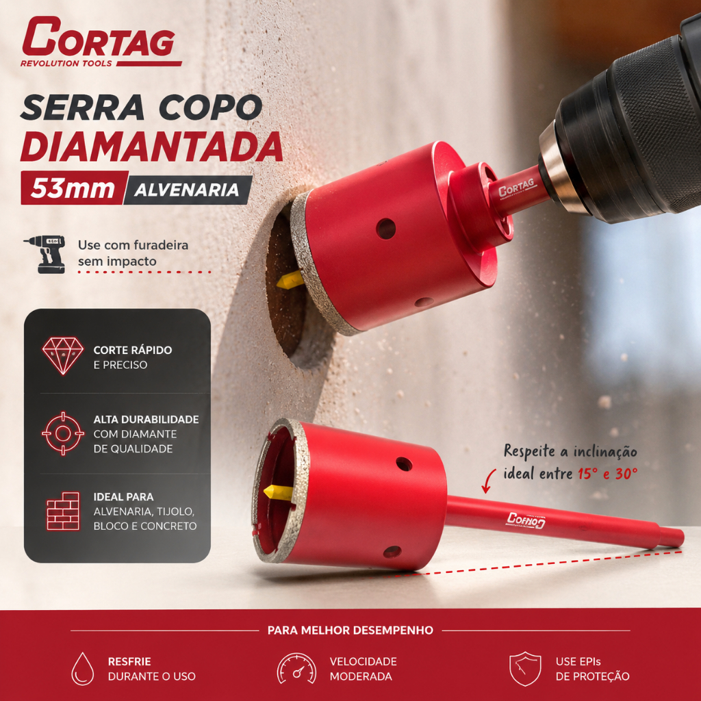 Serra Copo Diamantada Cortag 53mm Alvenaria