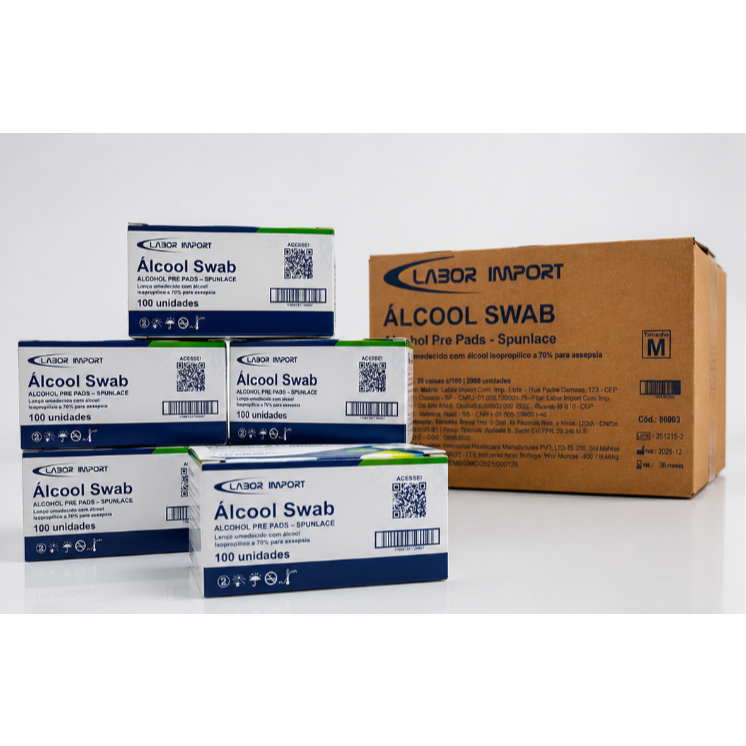 Lenço Antisséptico Álcool Swab 70% Kit Econômico com 500 1000 1500 ou 2000 Unidades