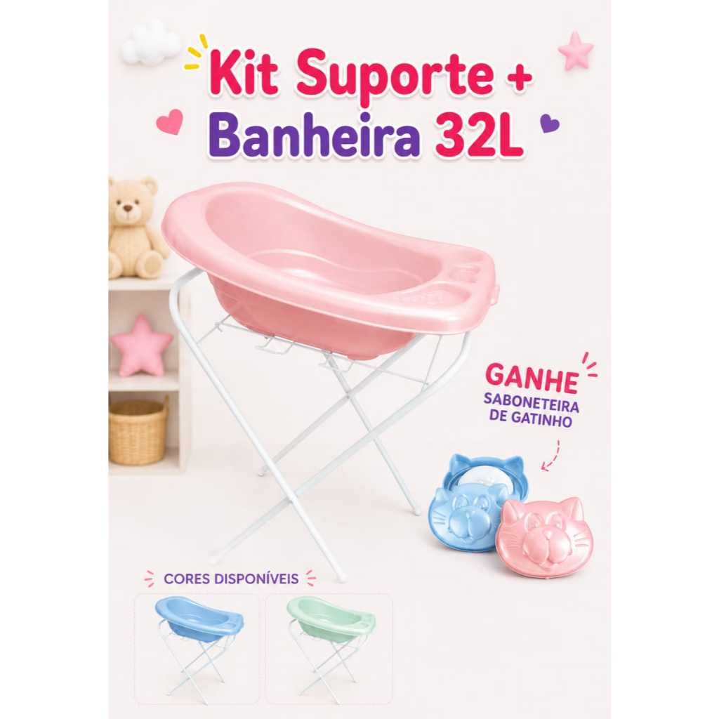 Banheira com Suporte Resistente Compacto Leve Banheira Bebe Infantil Design Anatômico