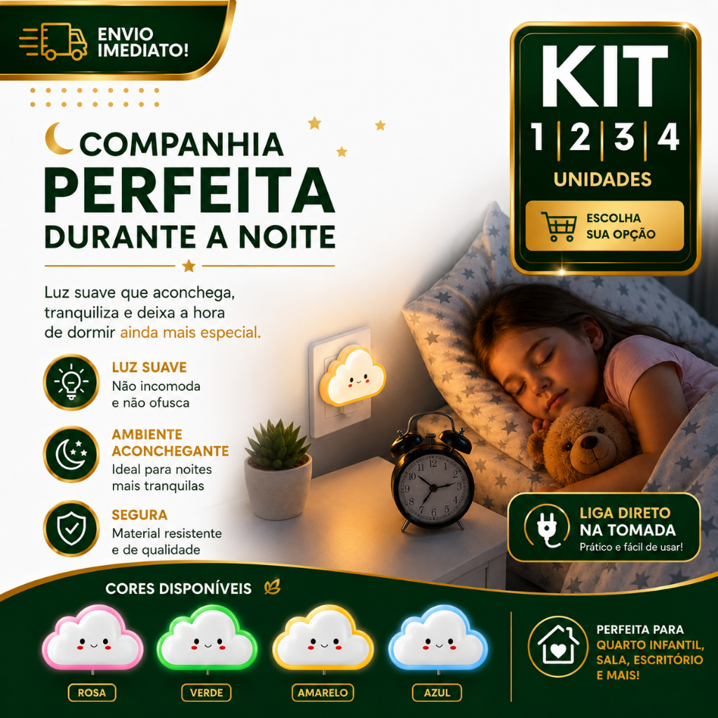 Luminária Nuvem Led Infantil 1/2/3/4 Luz Noturna Para Quarto De Bebê Crianças Decoração 4 Cores