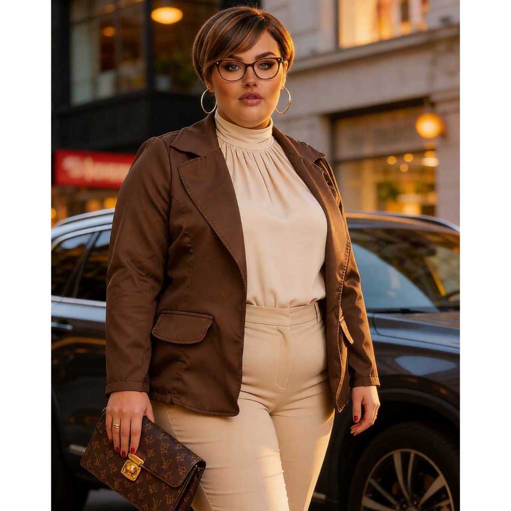 Blazer Feminino Alfaiataria Social Tam Normal e Plus Size Basico Moderno Elegante Trabalho Dia Noite