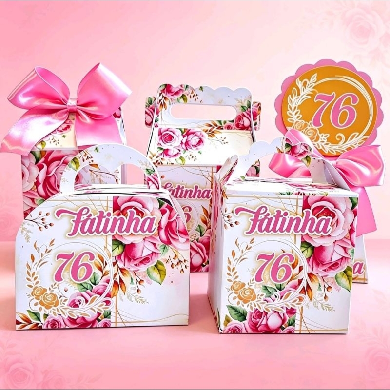 Kit Festa FLORES Caixinha Personalizado Lembrancinha Adulto Mimo Caixinha Surpresa Aniversário FLORES ROSA Decoração