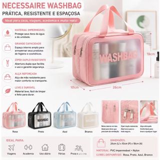Necessaire Bolsa Feminina Grande Dupla Camada Porta Maquiagem Batons Multiuso Divisorias-…