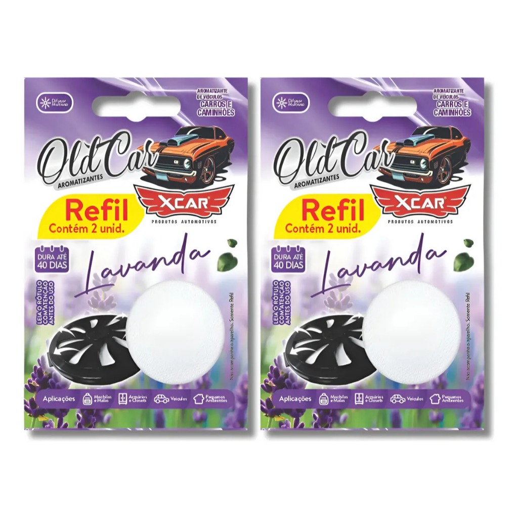 Kit 2x Aromatizante Oldcar Xcar Refil Com 02 Unidades Aromas - Lavanda / Vanilla