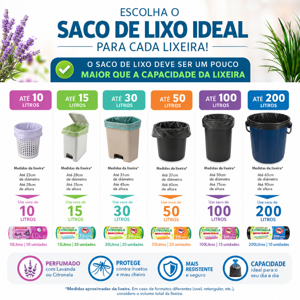Kit Saco de Lixo 2 Rolos Reforçado 15L, 30L, 50L, 100L ou 200L Ultra resistente Varias Lixeiras — imagem 2 de 2