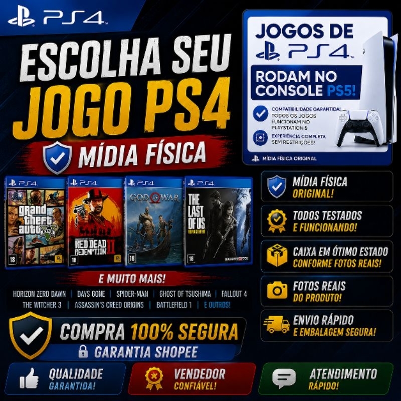 JOGOS PLAYSTATION 4 - PS4/PS5 (MÍDIA FÍSICA) | ESCOLHA SEU JOGO | Envio Imediato