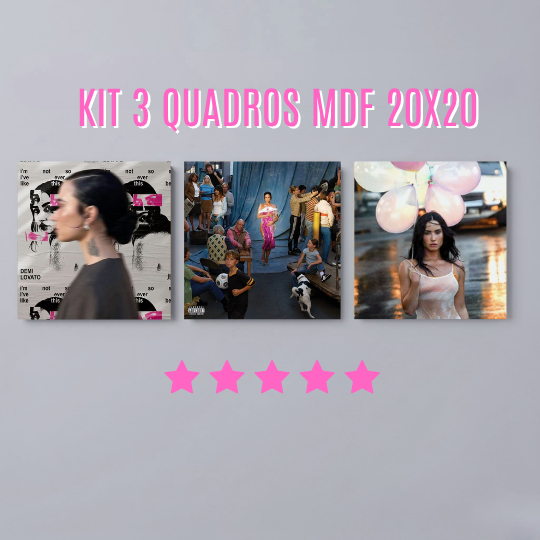 Kit 3 Quadros MDF Demi Lovato Fãs Música Cantora Internacional l Placa de MDF Decoração Quarto