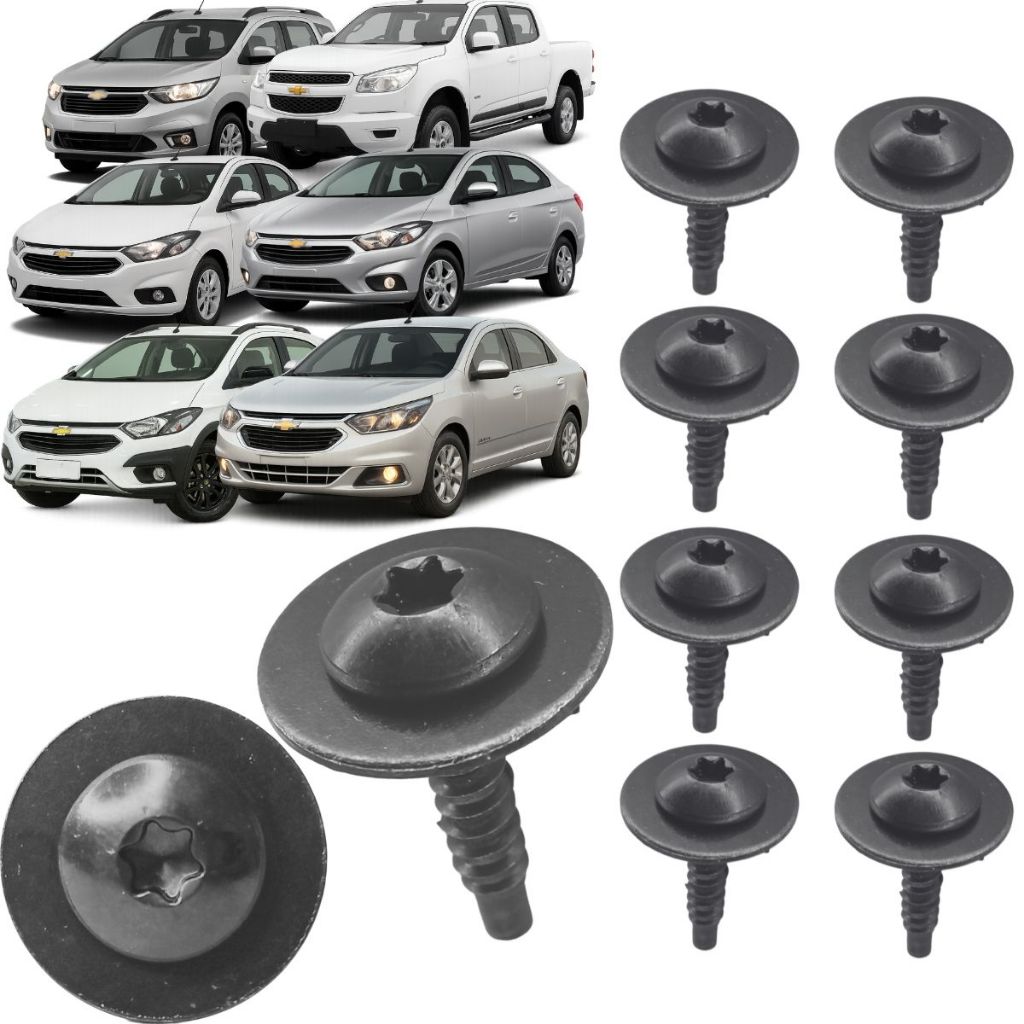 Kit 10 Parafuso do Parabarro Onix Cruze Cobalt Prisma Spin Tracker Sonic Trailblazer Camaro Malibu