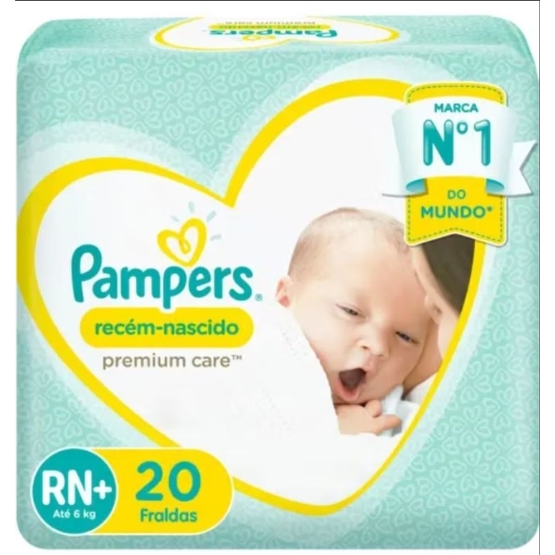 Fralda Pampers Premium Care RN 20 Unidades - Proteção Suave e Indicador de Umidade