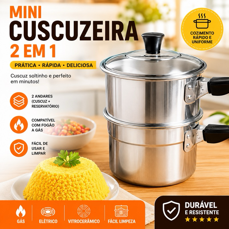 Mini Cuscuzeira Legumeira Alumínio Nº11 Tipo Panelinha 2 Peças Cozimento Rápido a Vapor