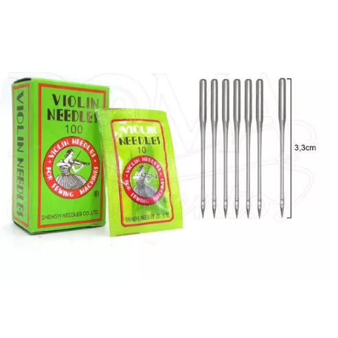 Agulha para maquina de costura Violin - 10 Unidades Domestica Reta Overlock Galoneira Caseadeira AGULHA DE MÃO N5 DEDAL