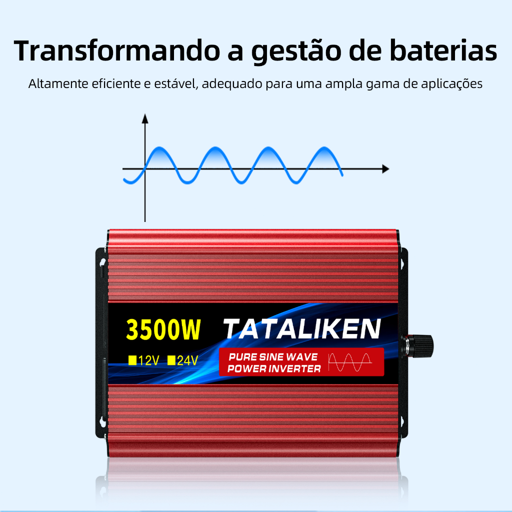 Inversor de onda pura 3500W, 12V/24V pra 110V/220V. Serve pra motorhome, geladeira, solda e vários outros usos.