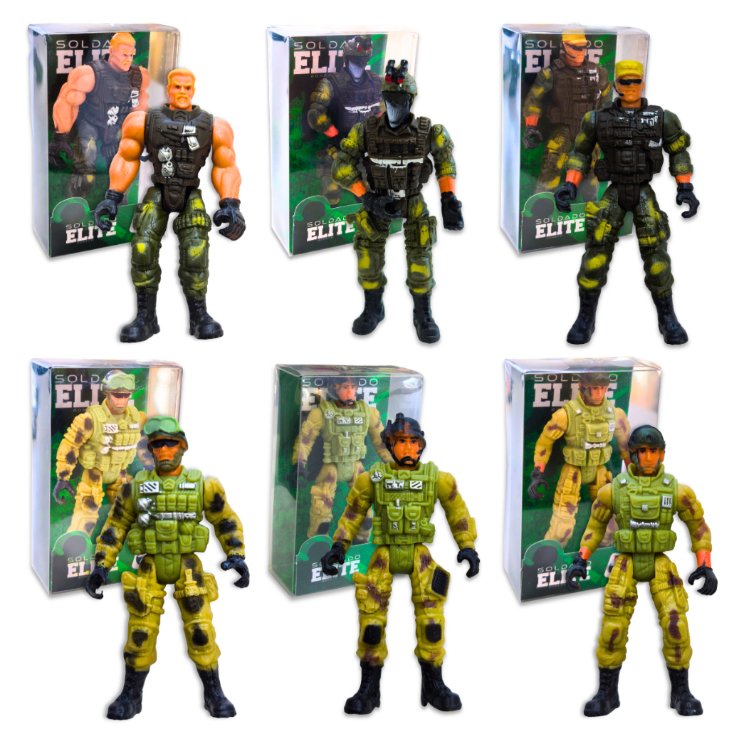 Kit 6 Boneco Action Figure Soldado Militar Comando Swat Policia Brinquedo Soldadinho Ação