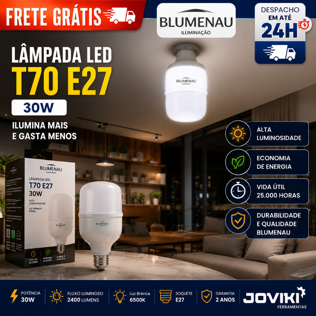Lâmpada LED T70 E27 - 30W Blumenau
