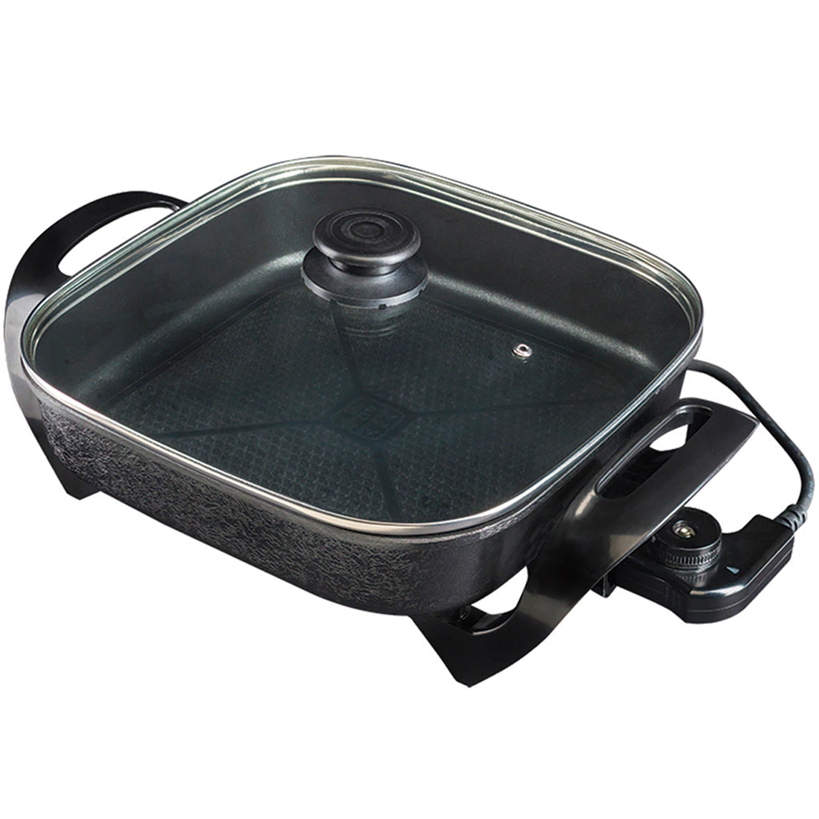 Panela Multifuncional Elétrica Quadrada 30cm Grill Antiaderente Portátil Mangiare Agratto Apeq01i