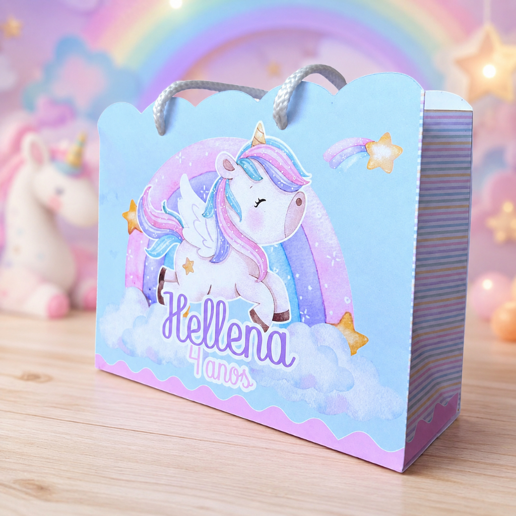 Sacolinha unicórnio Personalizado Sacolinha Lembrancinha Aniversário pegue e monte