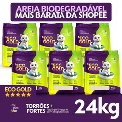 Kit 6 Areia Biodegradável Milho e Mandioca para Gatos Cat Bio Eco Gold Grãos Finos MyPetOne - 24Kg