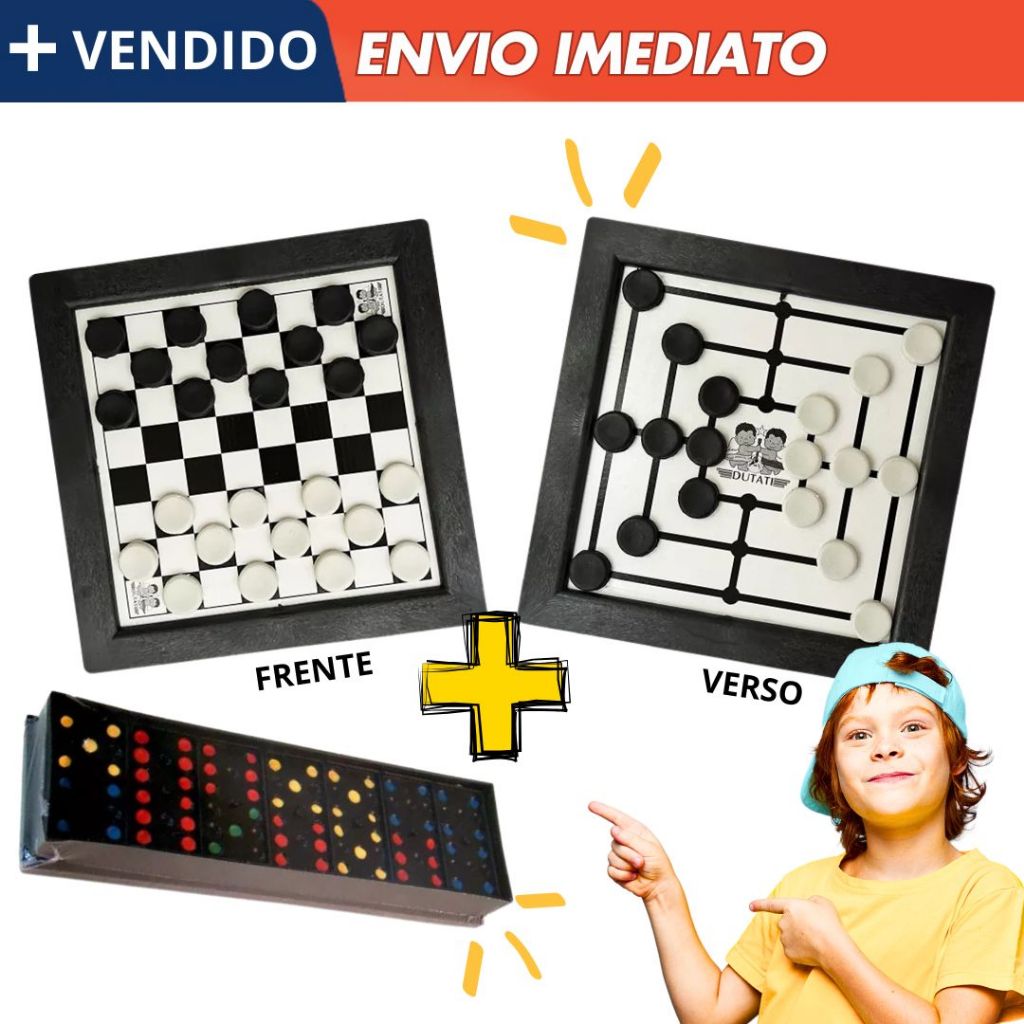 Jogo Dominó 28 Peças Dama e Trilha 2 em 1 Tabuleiro Grande 24x24 Estratégia Educativo Família
