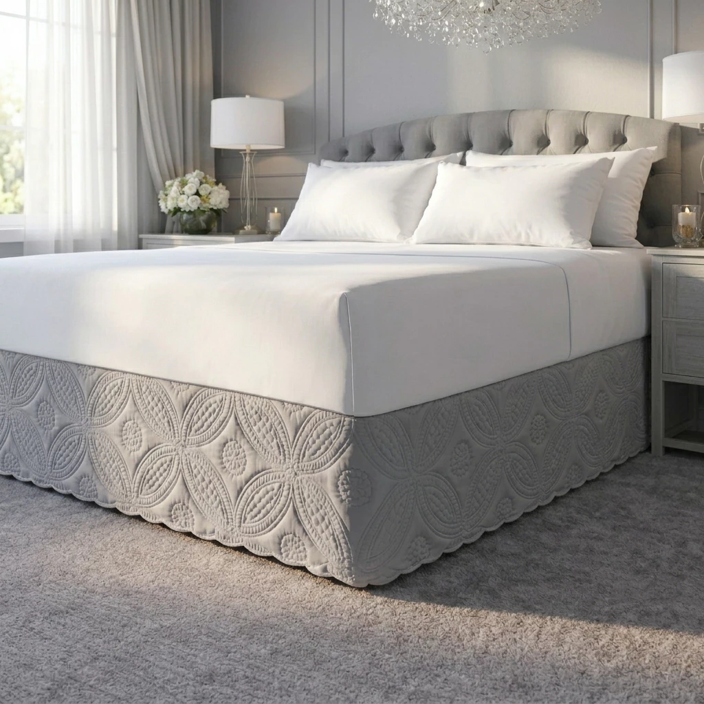 Saia Box Marie Microfibra Padrão Casal Queen King Cama Box Decoração Elegante Quarto Chique Oferta — imagem 1