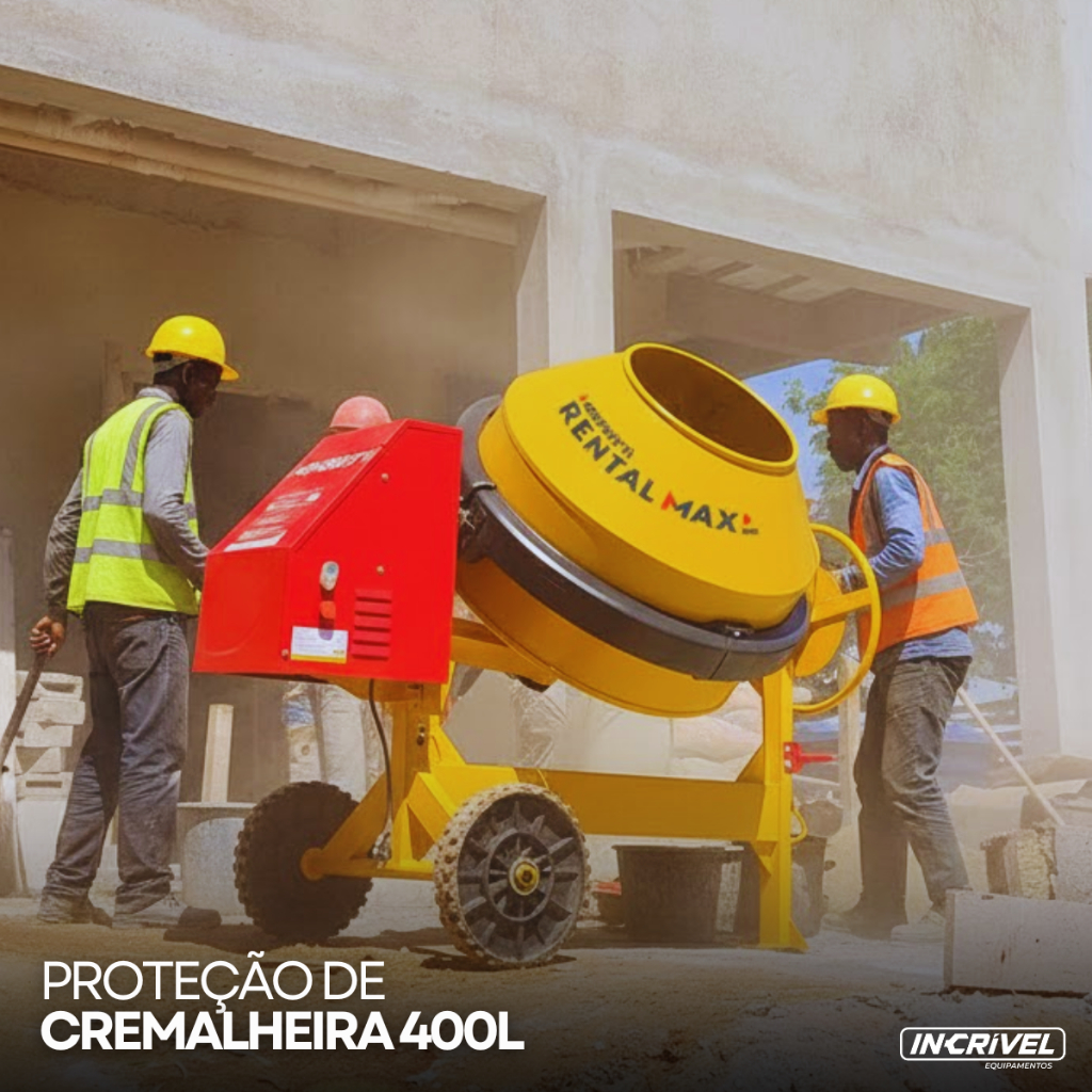Proteção Da Cremalheira Betoneira Menegotti Top Mil 400L Rental Prime Pro Protetor Impacto