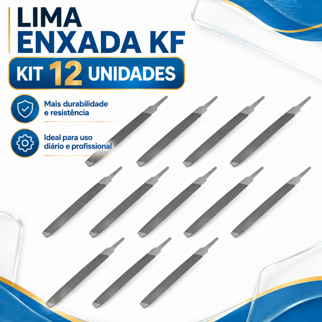 Kit 12 Lima Enxada 8 Polegadas K&F Amolar Facão Foice Machado Faca Tesoura Aço Carbono Chata Murça