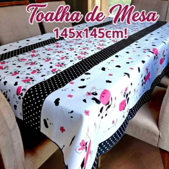 Toalha De Mesa Quadrada 145x145cm Algodão Poliéster Para Mesa 4 Cadeiras Sala de Jantar Estampada