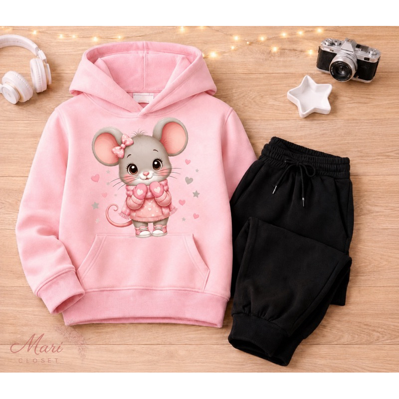 Conjunto Infantil Ratinha Fofa Flanelado Gramatura 300 – Moletom Super Quentinho e Fofinho