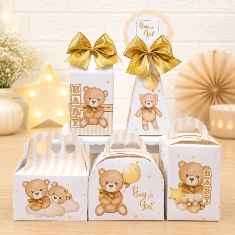 PEGUE E MONTE - Kit Festa Personalizados BOY OR GIRL | Caixinhas Lembrancinhas para festas CHÁ REVELAÇÃO URSINHOS NEUTRO