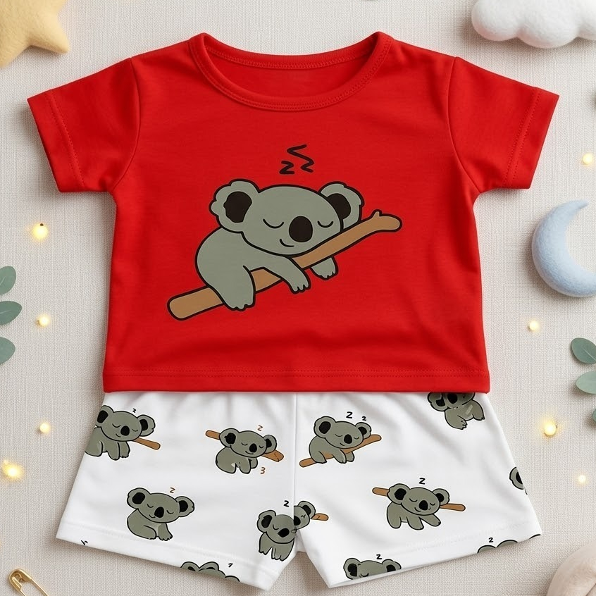 conjunto de bebe menino temático Coala short e blusa verão 3 a 6 meses
