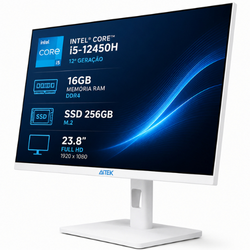 Computador All In One 23.8" Full HD Intel i5 12ª Geração 16GB SSD 256GB WiFi Tra