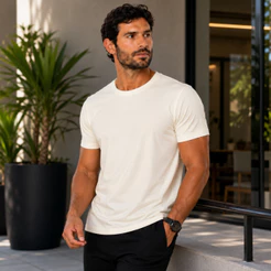 Camiseta Masculina Lisa 96% Viscose 4% Elastano Manga Curta Casual Confortável PP P M G GG XG