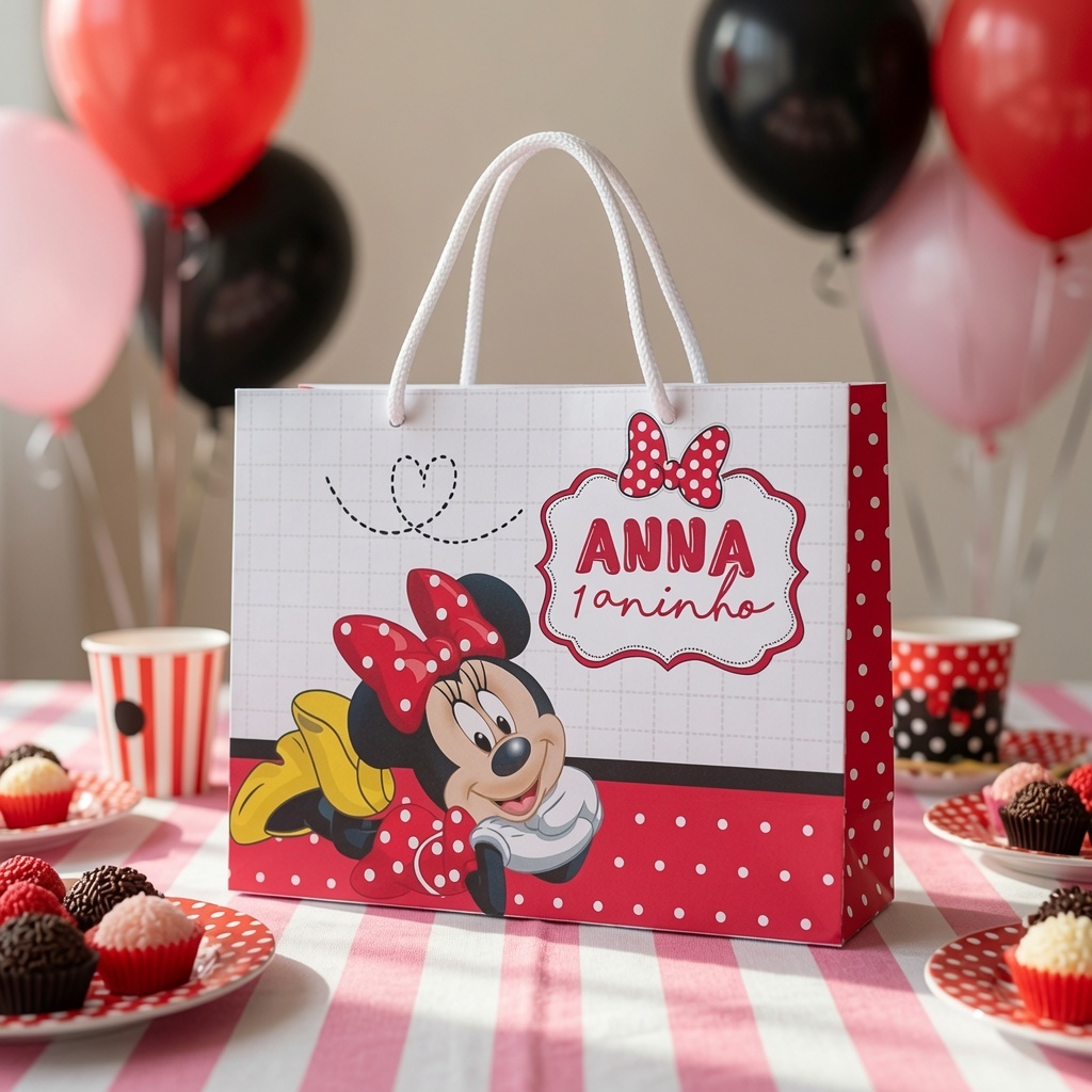 Sacola Personalizada Minie Vermelha | Sacolinha | Lembrancinha |  Aniversário