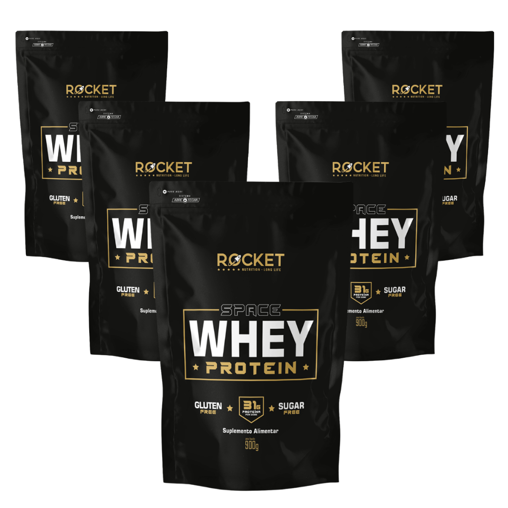5x Whey Protein Space Rocket 900g Ganho De Massa Muscular