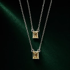 Escapulário Prata 925 com Pedras Amarelas Elegante