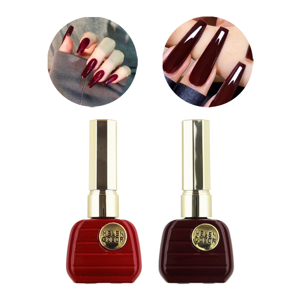 Helen Color Kit 2 Esmaltes em Gel UV LED 15ml cada Cores Rebu e Tons de Vinho