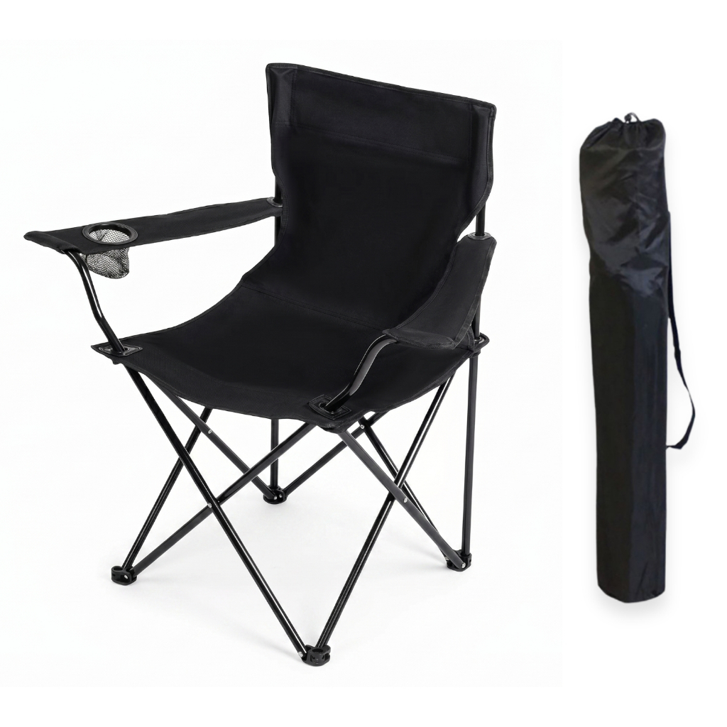 Cadeira Camping Dobrável Pesca Praia 120kg Articulada com Porta Copos Bolsa Transporte