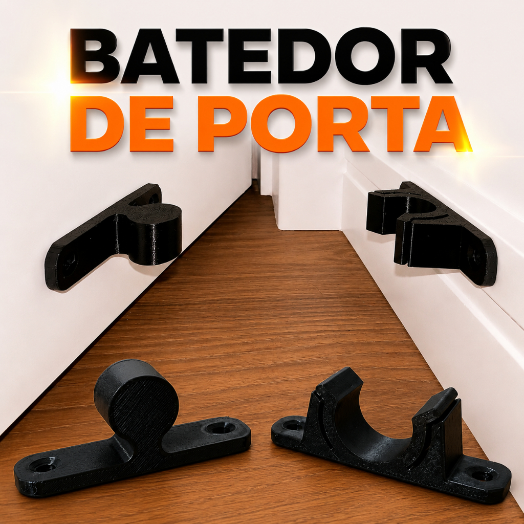 Batedor Prendedor Porta Adesivo Dupla Face Silencioso Sem Furar Fixador Trava Anti Batida Proteção Parede