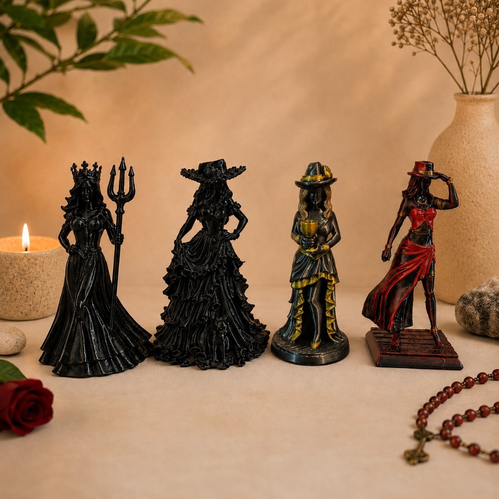 Estátua Pombagira Cigana 10cm Imagem Decorativa para Altar Umbanda Escultura Decoração