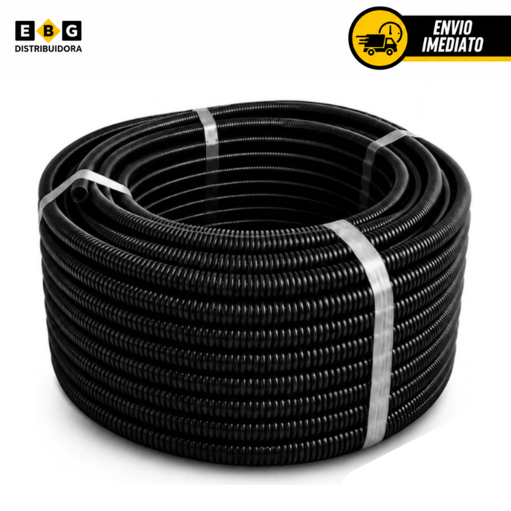 Conduite Eletroduto Corrugado Cinza Reforçado 3/4x50mts (25mm) Parede Laje Construção Elétrica